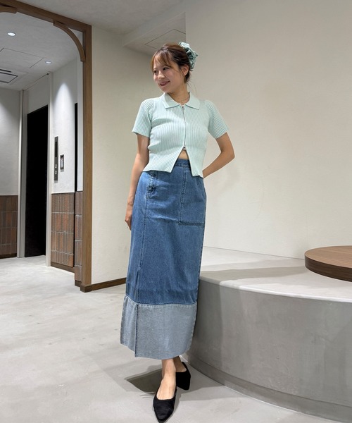 BLUE×PALANG(ブルーパラン)の「WZIP HALF KNIT(Tシャツ/カットソー・レディース・ネイビー/ブルー/ミント・FREE)」の13枚目の写真