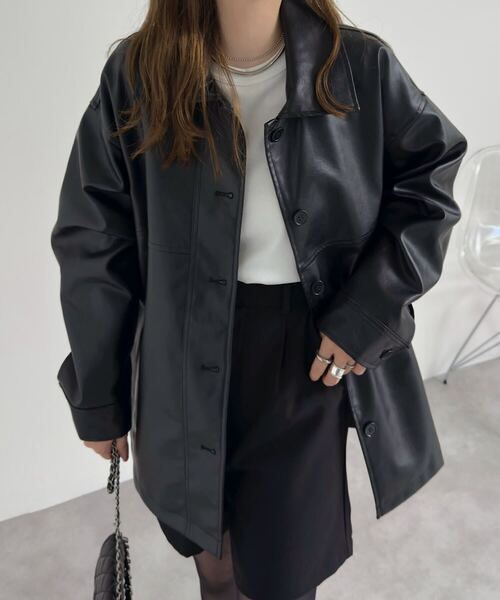 select MOCA フェイクレザーオーバーミドルジャケット serect moca