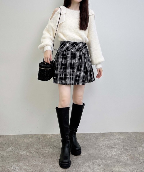 INGNI(イング)の「チェック柄ボックスプリーツリボンスカパン(スカート・レディース・ブラック系/ブラウン系その他2・FREE)」の12枚目の写真