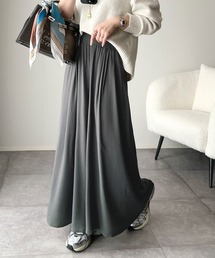 さらり、軽やか。リラックスstyleキマる。レーヨン素材ウエストギャザーフレアシルエットワイドパンツ