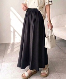 さらり、軽やか。リラックスstyleキマる。レーヨン素材ウエストギャザーフレアシルエットワイドパンツ