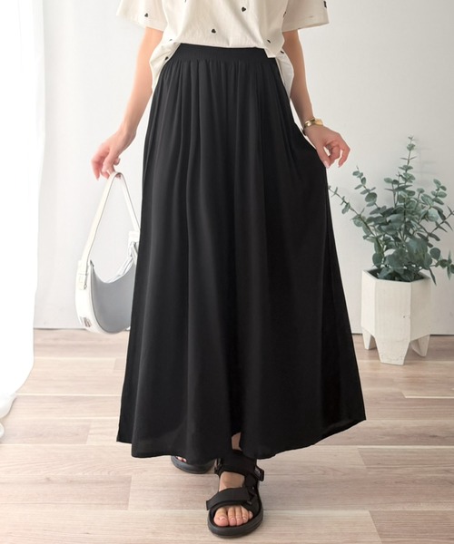 classicalelf(クラシカルエルフ)の「さらり、軽やか。リラックスstyleキマる。レーヨン素材ウエストギャザーフレアシルエットワイドパンツ(その他パンツ・レディース・カーキ/ブラック/チャコール・X-LARGE/SMALL/MEDIUM/LARGE)」の18枚目の写真