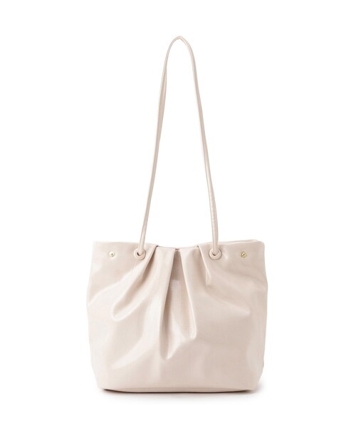 SHOO・LA・RUE（シューラルー）の「イールレザー風サイドスナップトートバッグ（トートバッグ・レディース・ブラック/ライトベージュ・00）」の8枚目の写真