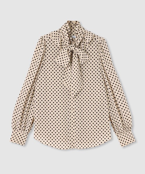 ◇【LOULOU WILLOUGHBY】デシンドットフリルボウタイブラウス（シャツ