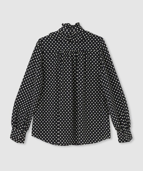 ◇【LOULOU WILLOUGHBY】デシンドットフリルボウタイブラウス（シャツ