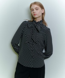 ◇【LOULOU WILLOUGHBY】デシンドットフリルボウタイブラウス