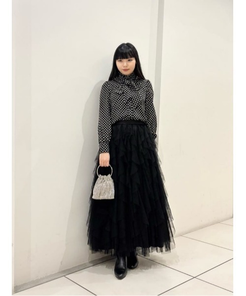 LOULOU WILLOUGHBY（ルルウィルビー）の「◇【LOULOU WILLOUGHBY】デシンドットフリルボウタイブラウス（シャツ/ブラウス・レディース・ブラック/ライトベージュ・2）」の20枚目の写真