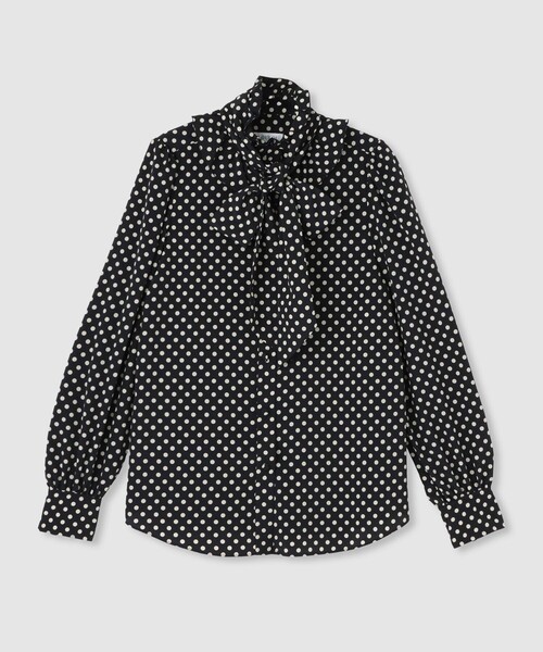 LOULOU WILLOUGHBY（ルルウィルビー）の「◇【LOULOU WILLOUGHBY】デシンドットフリルボウタイブラウス（シャツ/ブラウス・レディース・ブラック/ライトベージュ・2）」の21枚目の写真