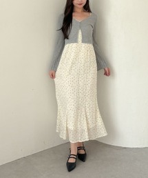 archives | シアーリブニットカーディガン×花柄キャミワンピースSET(ワンピース)