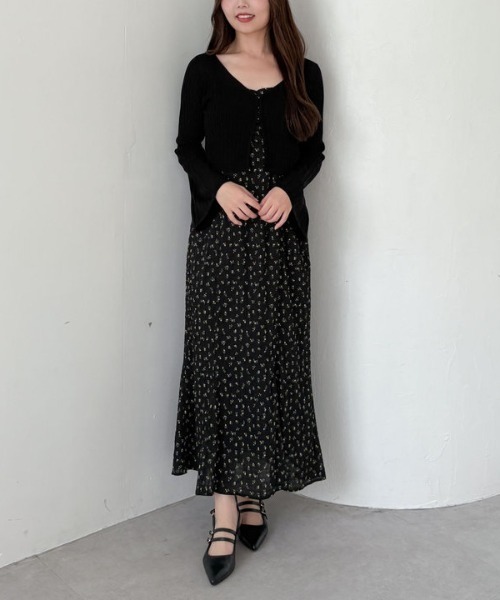 archives（アルシーヴ）の「シアーリブニットカーディガン×花柄キャミワンピースＳＥＴ（ワンピース・レディース・アイボリー/ブラック・MEDIUM）」の14枚目の写真