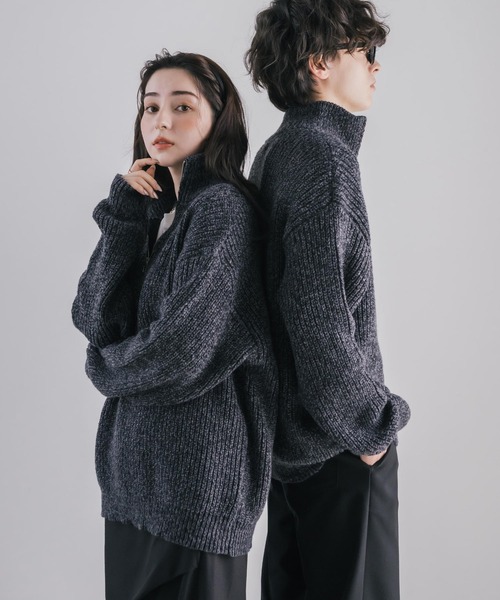 TAKESINACOVA ウール ニット フルジップ ブルゾン M サイズ for/c ニット セーター ダブルジップニットブルゾン