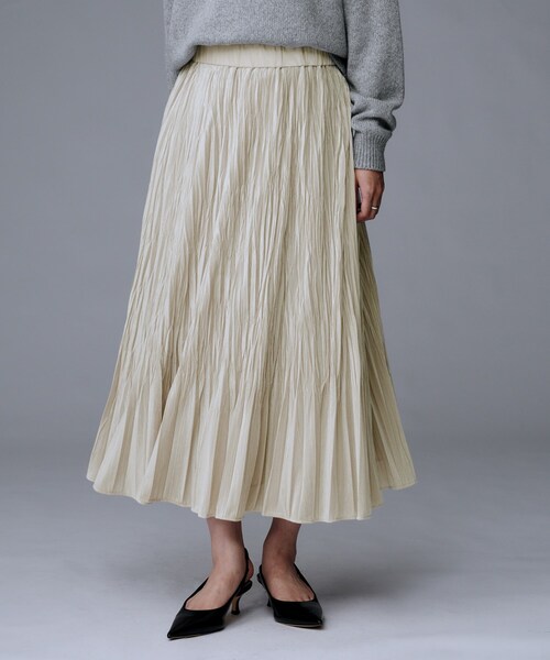 セール】【ウエストゴム／着映え】ランダムプリーツベロアスカート