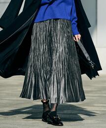 UNTITLED | 【ウエストゴム／着映え】ランダムプリーツベロアスカート(スカート)