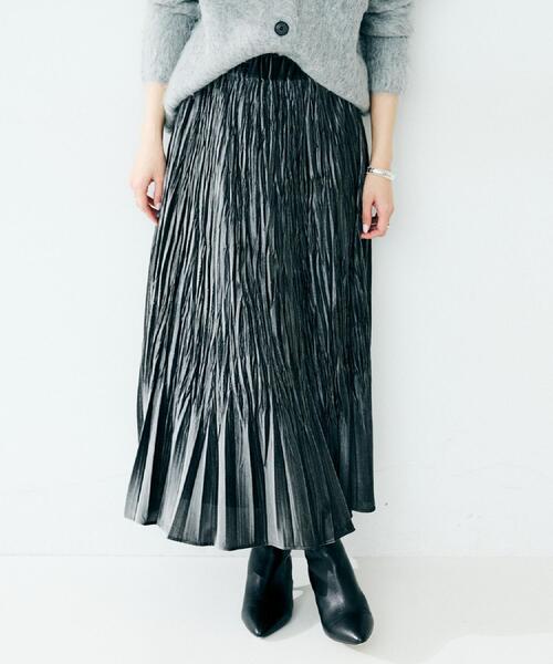 UNTITLED（アンタイトル）の「【ウエストゴム／着映え】ランダムプリーツベロアスカート（スカート・レディース・ライトベージュ/ブラウン系その他/チャコールグレー/チャコール・02/01/00/50/48/46/44/42/04/03）」の15枚目の写真