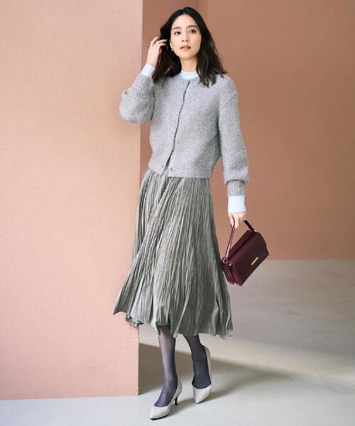 UNTITLED（アンタイトル）の「【ウエストゴム／着映え】ランダムプリーツベロアスカート（スカート・レディース・ライトベージュ/ブラウン系その他/チャコールグレー/チャコール・02/01/00/50/48/46/44/42/04/03）」の22枚目の写真