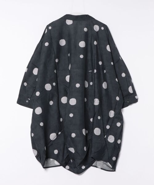 セール】ドット柄スキッパードルマンシャツチュニック【大きいサイズ