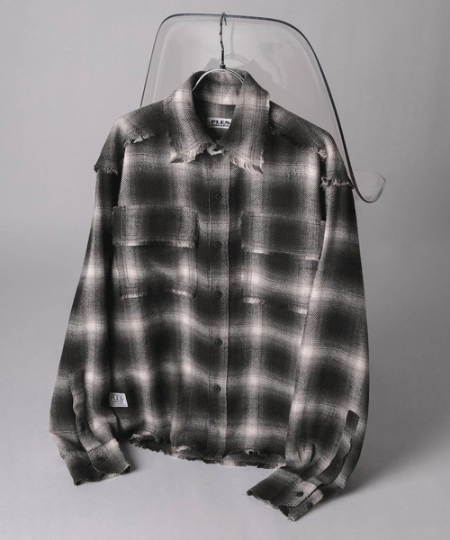 【最高カラー、オンブレチェック】アメカジ古着シャツ長袖アクリルシャドーグランジ. 最高カラー、オンブレチェック】アメカジ古着シャツ長袖アクリル