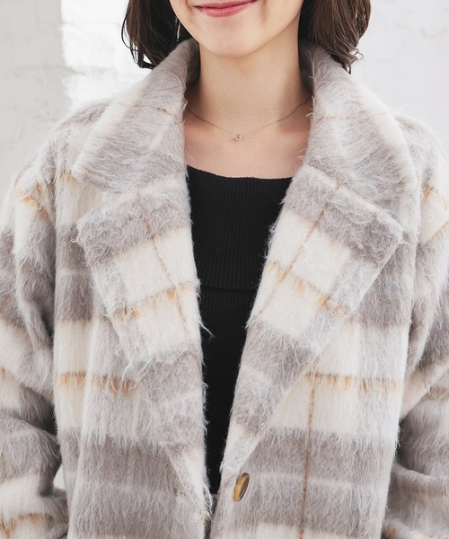 Honeys（ハニーズ）の「【抗菌防臭・静電気軽減】テーラードコート（チェスターコート・レディース・ヘザーチャコール/杢グレー/ホワイト系その他/アイボリー・S/M/LL/L）」の6枚目の写真