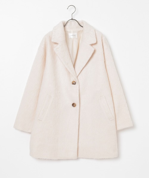 Honeys（ハニーズ）の「【抗菌防臭・静電気軽減】テーラードコート（チェスターコート・レディース・ヘザーチャコール/杢グレー/ホワイト系その他/アイボリー・S/M/LL/L）」の10枚目の写真