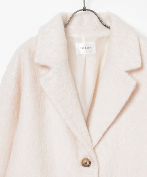 Honeys（ハニーズ）の「【抗菌防臭・静電気軽減】テーラードコート（チェスターコート・レディース・ヘザーチャコール/杢グレー/ホワイト系その他/アイボリー・S/M/LL/L）」の11枚目の写真