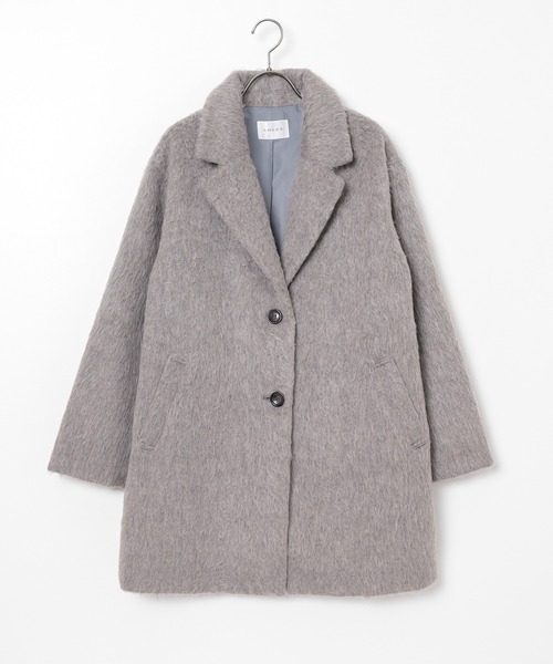 Honeys（ハニーズ）の「【抗菌防臭・静電気軽減】テーラードコート（チェスターコート・レディース・ヘザーチャコール/杢グレー/ホワイト系その他/アイボリー・S/M/LL/L）」の12枚目の写真