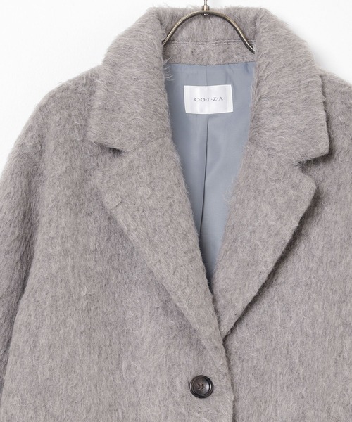 Honeys（ハニーズ）の「【抗菌防臭・静電気軽減】テーラードコート（チェスターコート・レディース・ヘザーチャコール/杢グレー/ホワイト系その他/アイボリー・S/M/LL/L）」の13枚目の写真