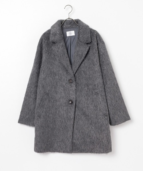 Honeys（ハニーズ）の「【抗菌防臭・静電気軽減】テーラードコート（チェスターコート・レディース・ヘザーチャコール/杢グレー/ホワイト系その他/アイボリー・S/M/LL/L）」の14枚目の写真