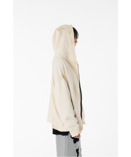 DISCOVERED（ディスカバード）の「DEVIL EAR DAMAGE HOODIE（パーカー・メンズ・ブラック/ベージュ・SMALL/LARGE）」の4枚目の写真