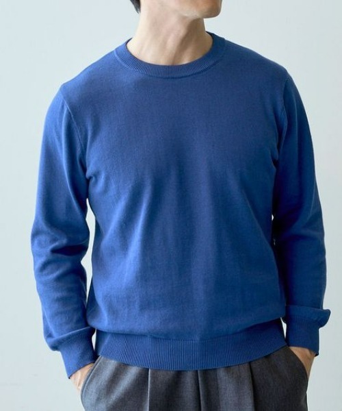 nissen（ニッセン）の「洗濯機OK！クルーネックニット　<綿100%>　(M～10Lサイズ)（ニット/セーター・メンズ・チャコール/ダークブルー/ブラック/グレイッシュベージュ・M/L/LL/3L/4L/5L/6L/8L/10L）」の4枚目の写真