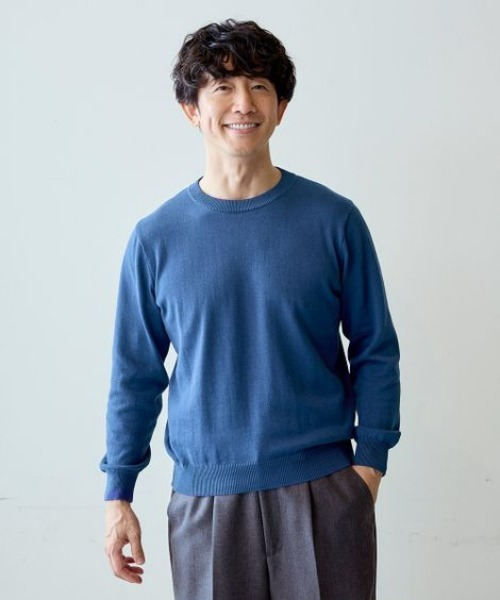 nissen（ニッセン）の「洗濯機OK！クルーネックニット　<綿100%>　(M～10Lサイズ)（ニット/セーター・メンズ・チャコール/ダークブルー/ブラック/グレイッシュベージュ・M/L/LL/3L/4L/5L/6L/8L/10L）」の13枚目の写真