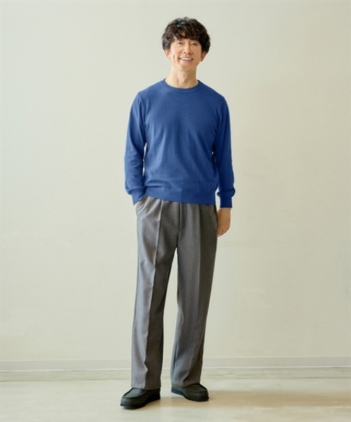 nissen（ニッセン）の「洗濯機OK！クルーネックニット　<綿100%>　(M～10Lサイズ)（ニット/セーター・メンズ・チャコール/ダークブルー/ブラック/グレイッシュベージュ・M/L/LL/3L/4L/5L/6L/8L/10L）」の14枚目の写真