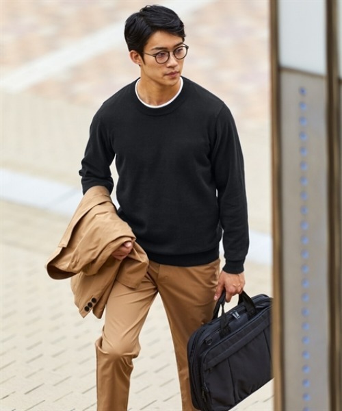 nissen（ニッセン）の「洗濯機OK！クルーネックニット　<綿100%>　(M～10Lサイズ)（ニット/セーター・メンズ・チャコール/ダークブルー/ブラック/グレイッシュベージュ・M/L/LL/3L/4L/5L/6L/8L/10L）」の7枚目の写真