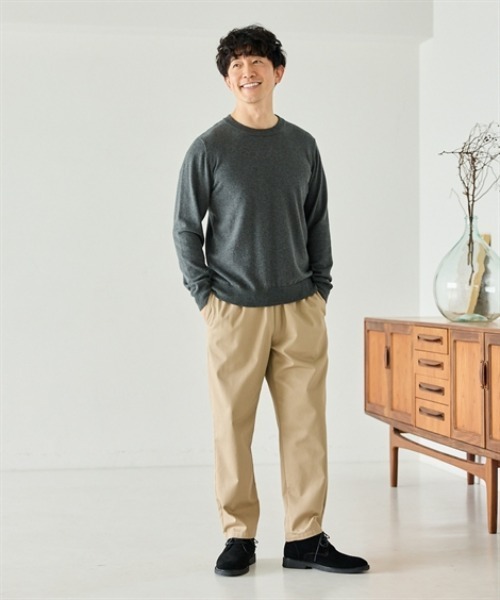 nissen（ニッセン）の「洗濯機OK！クルーネックニット　<綿100%>　(M～10Lサイズ)（ニット/セーター・メンズ・チャコール/ダークブルー/ブラック/グレイッシュベージュ・M/L/LL/3L/4L/5L/6L/8L/10L）」の6枚目の写真