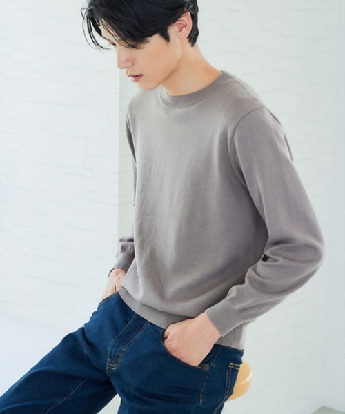 nissen（ニッセン）の「洗濯機OK！クルーネックニット　<綿100%>　(M～10Lサイズ)（ニット/セーター・メンズ・チャコール/ダークブルー/ブラック/グレイッシュベージュ・M/L/LL/3L/4L/5L/6L/8L/10L）」の11枚目の写真