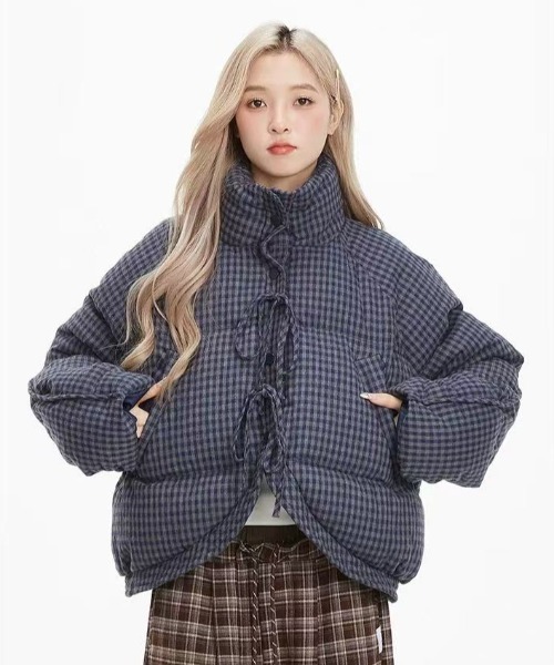 美品　マークアンドロナ　近年　セットアップ　ジャケット　スカート　柄　中綿 セットアップ レトロチェック柄 ジャケット×プリーツスカート