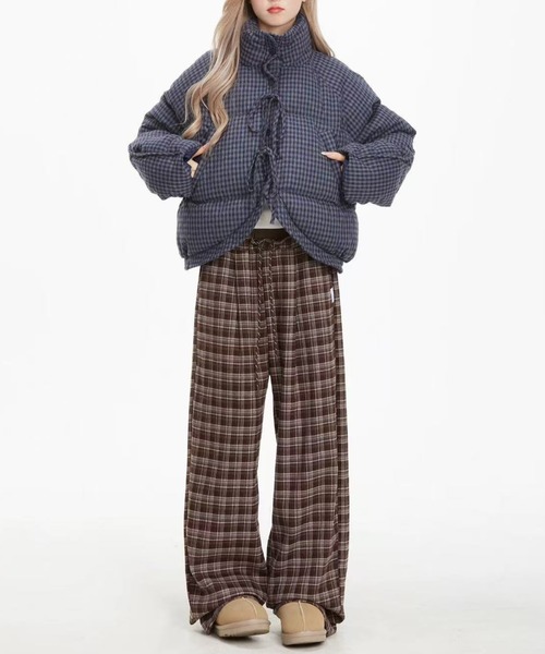 【最終値下げ完売品】Randy チェック柄マフラーセットジャケット TRブッチャーグレンチェックストレッチジャケット（セットアップ対応