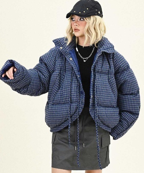 セール】【秋冬新作】チェック柄中綿ショートジャケット（その他