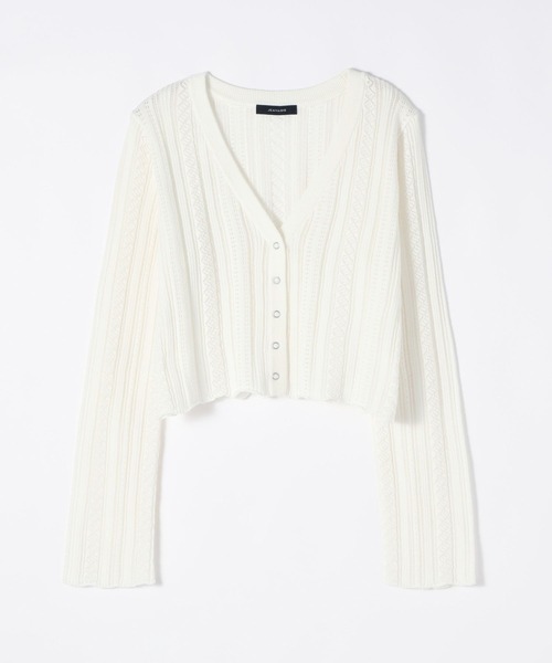 JEANASIS（ジーナシス）の「12GコンパクトアイレットショートVカーディガン/600236（カーディガン/ボレロ・レディース・グレー/ナチュラル/ブラック・FREE）」の3枚目の写真