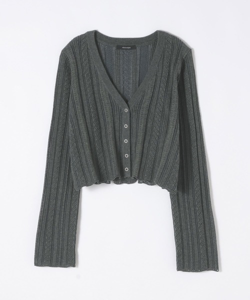 JEANASIS（ジーナシス）の「12GコンパクトアイレットショートVカーディガン/600236（カーディガン/ボレロ・レディース・グレー/ナチュラル/ブラック・FREE）」の2枚目の写真