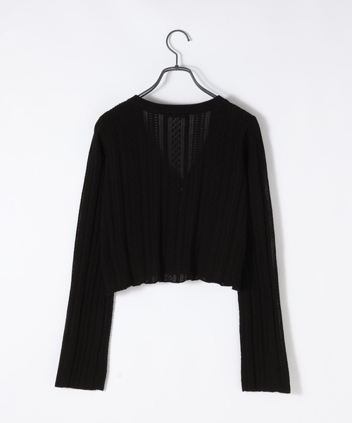 JEANASIS（ジーナシス）の「12GコンパクトアイレットショートVカーディガン/600236（カーディガン/ボレロ・レディース・グレー/ナチュラル/ブラック・FREE）」の9枚目の写真