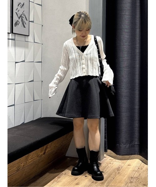 JEANASIS（ジーナシス）の「12GコンパクトアイレットショートVカーディガン/600236（カーディガン/ボレロ・レディース・グレー/ナチュラル/ブラック・FREE）」の5枚目の写真