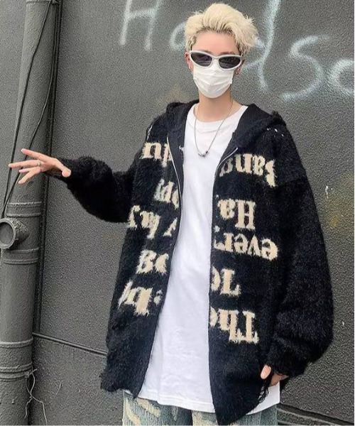 FVLMEN(フルメン)の「【FVLMEN】message shaggy knit zip parka/メッセージ シャギー ニット ジップ パーカー(パーカー・メンズ・グレー/ブラック・MEDIUM/LARGE/X-LARGE)」の15枚目の写真