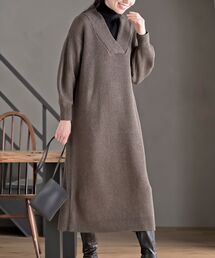 rps | ショールカラーニットワンピース(ワンピース)