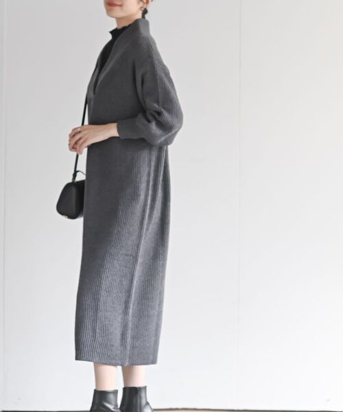 rps（アールピーエス）の「ショールカラーニットワンピース（ワンピース・レディース・モカ/ブラウン系その他/ブラック/グレー系その他・フリー）」の6枚目の写真