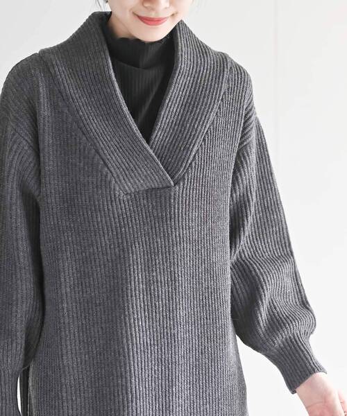 rps（アールピーエス）の「ショールカラーニットワンピース（ワンピース・レディース・モカ/ブラウン系その他/ブラック/グレー系その他・フリー）」の9枚目の写真