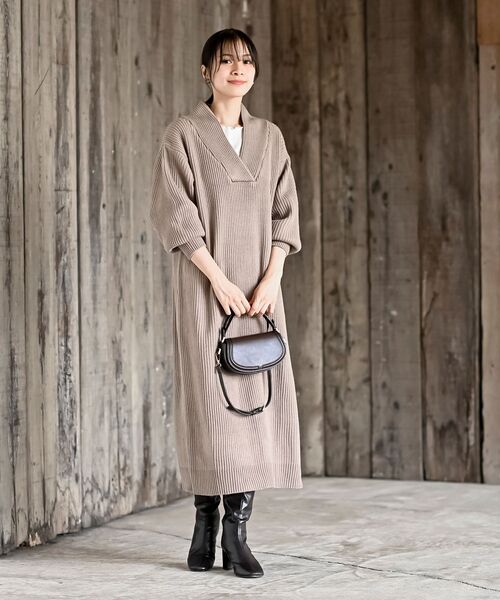 rps（アールピーエス）の「ショールカラーニットワンピース（ワンピース・レディース・モカ/ブラウン系その他/ブラック/グレー系その他・フリー）」の15枚目の写真