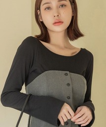 tu-hacci（ツーハッチ）の「リブ長袖ブラトップ フレア/メロウ袖（その他トップス）」