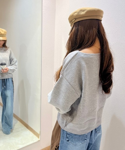 LETee（レティー）の「ニットプルオーバー/ボートネック（ニット/セーター・レディース・パープル/ブラック/グレー/ホワイト/ピンク・FREE）」の8枚目の写真