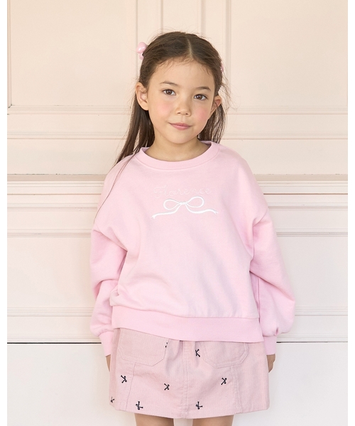 セール】【毛玉バイバイ裏毛】リボン刺しゅうスウェット（スウェット