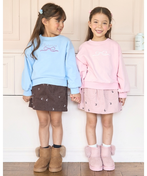 Lycee mine（リセマイン）の「【毛玉バイバイ裏毛】リボン刺しゅうスウェット（スウェット・キッズ・ピンク/ラベンダー/トップグレー/ミント/オートミール/サックスブルー・150cm/110cm/130cm/120cm/100cm/140cm）」の15枚目の写真